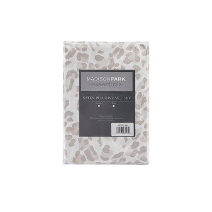 Satin Luxury 2 PC Pillowcases - Taupe Leopard