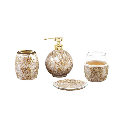 Mosaic 4 Piece Bath Accessory Set - Gold