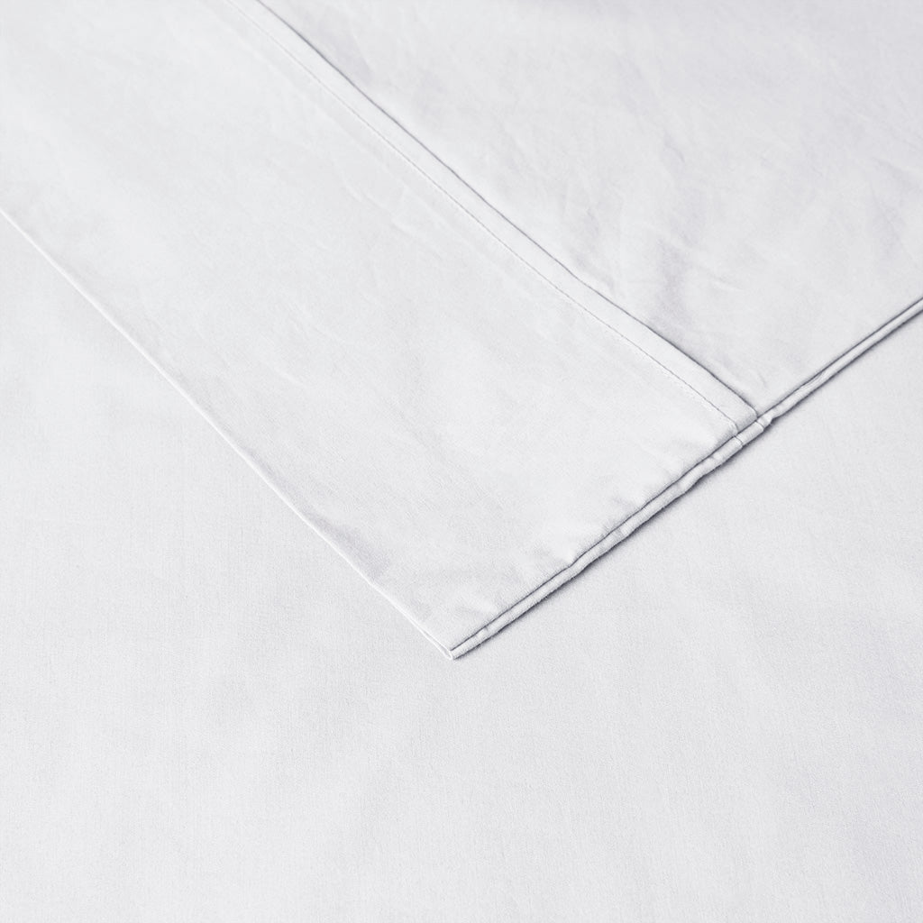 200 Thread Count Relaxed Cotton Percale Sheet Set - White