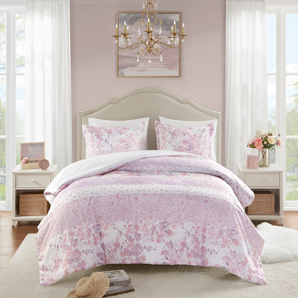 Oliena Floral Paisley Duvet Cover Set - Pink