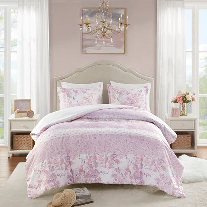Oliena Floral Paisley Duvet Cover Set - Pink