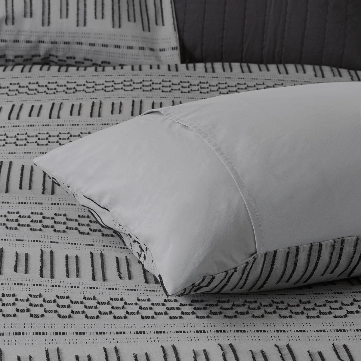 Rhea Cotton Jacquard Comforter Mini Set - Grey/Black