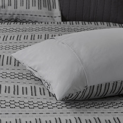Rhea Cotton Jacquard Comforter Mini Set - Grey/Black