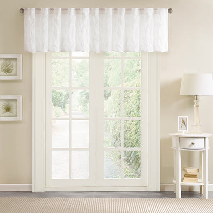 Gemma Sheer Embroidered Window Valance - White