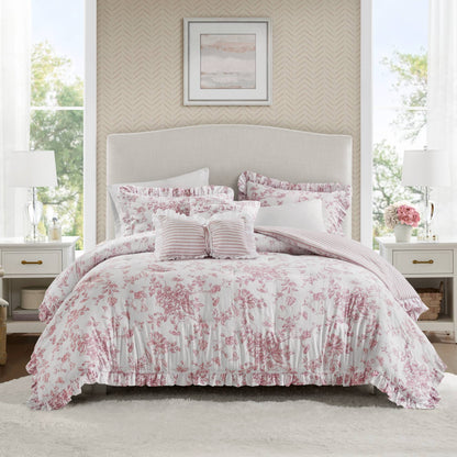 Adele Comforter Set with Decorative Pillows - Pink