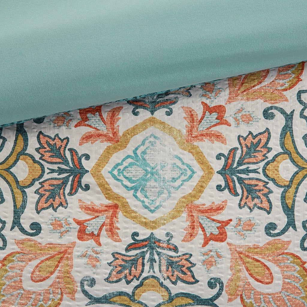 Deliah Seersucker Boho Printed Duvet Cover Set