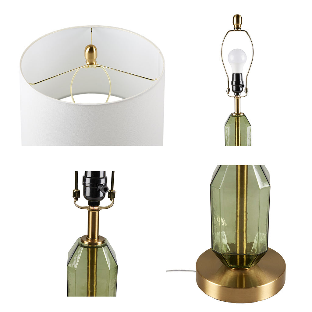 Zirconia Faceted Glass Table Lamp - Green