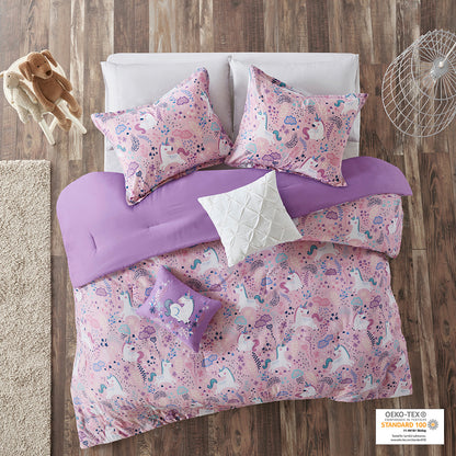 Lola Unicorn Cotton Comforter Set - Pink