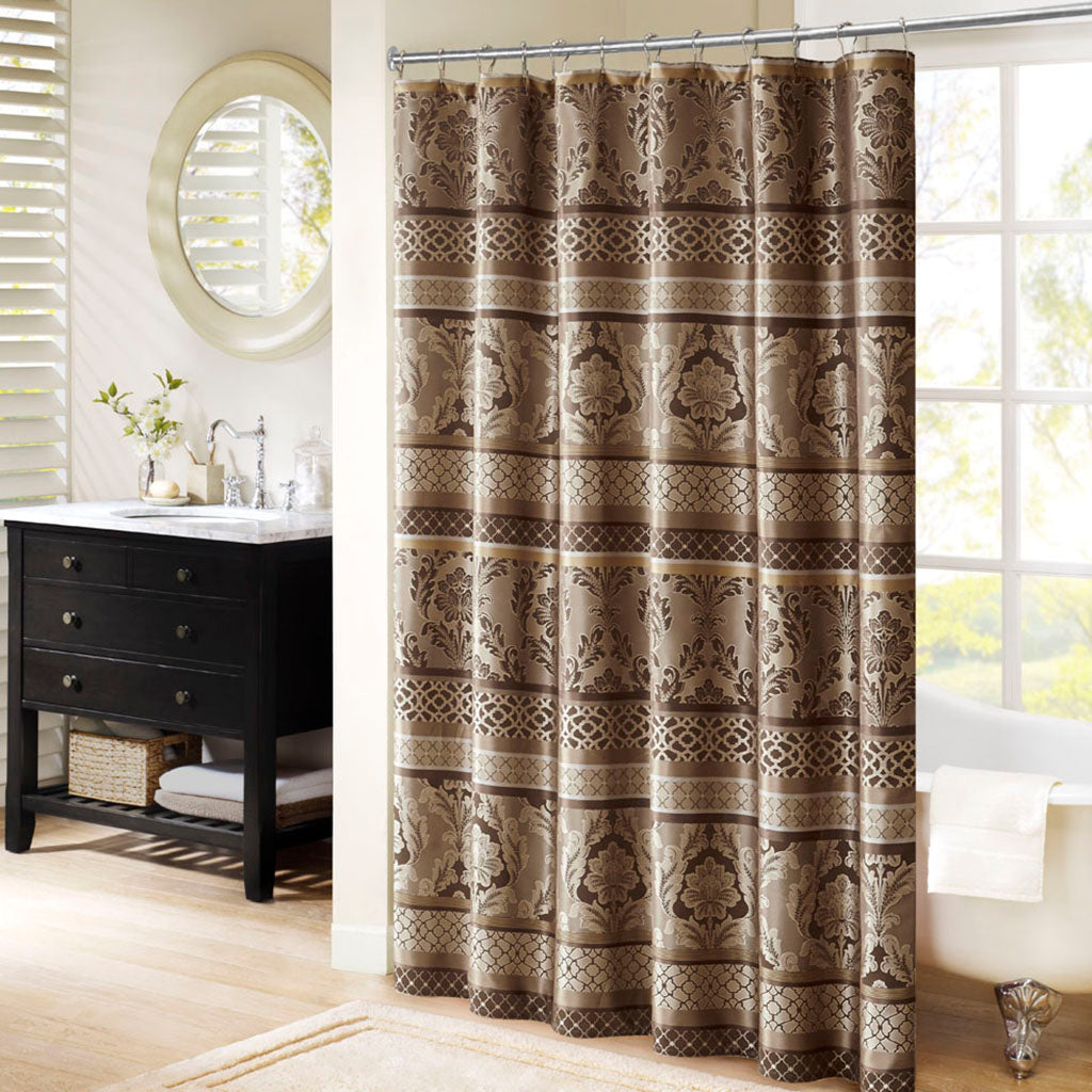 Bellagio Jacquard Shower Curtain - Brown