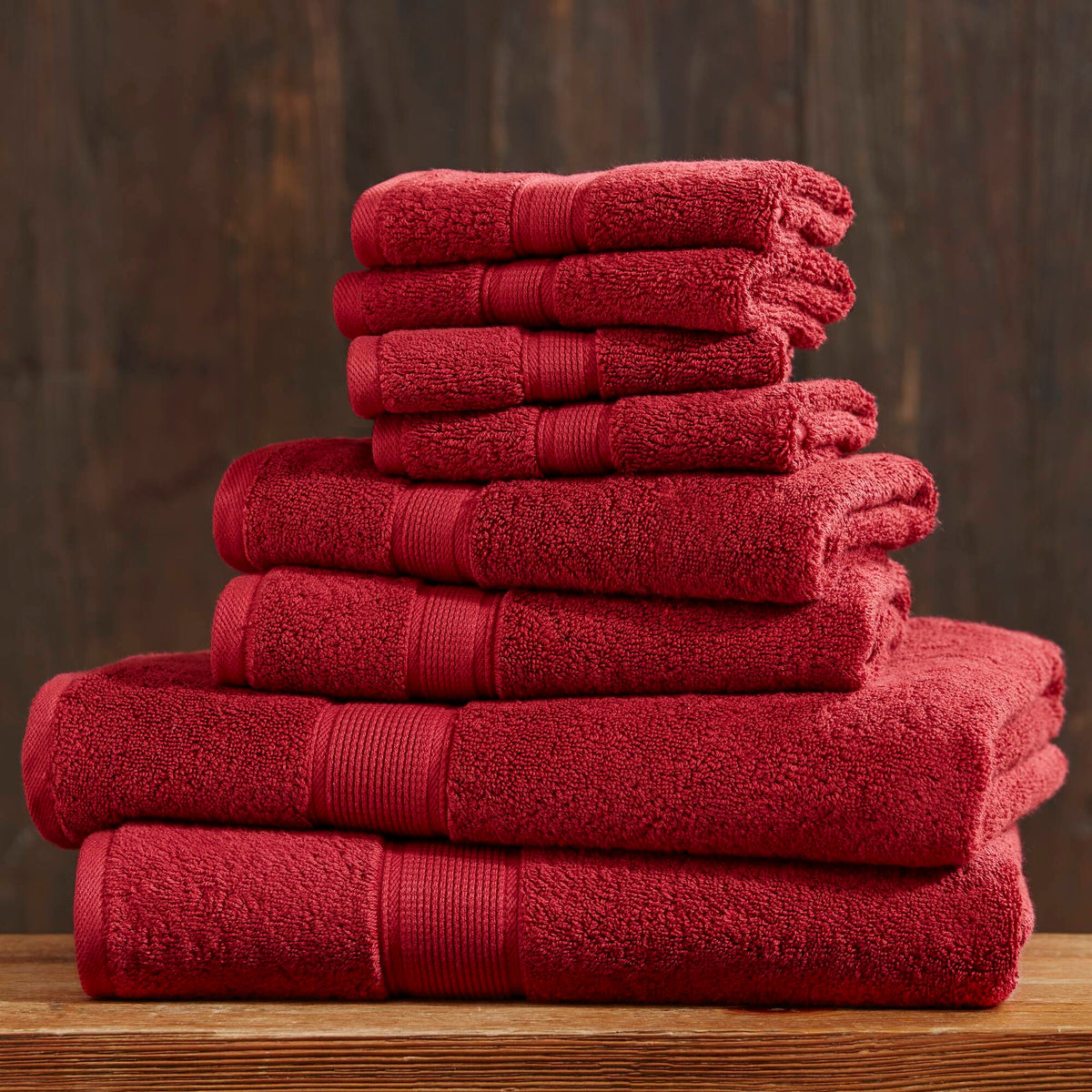 800GSM 100% Cotton 8 Piece Towel Set - Bright Red
