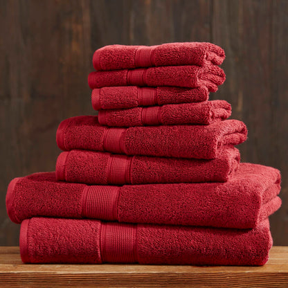 800GSM 100% Cotton 8 Piece Towel Set - Bright Red