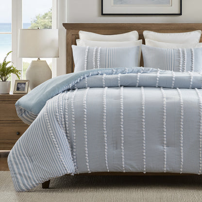 Anslee 3 Piece Cotton Yarn Dyed Comforter Set - Blue