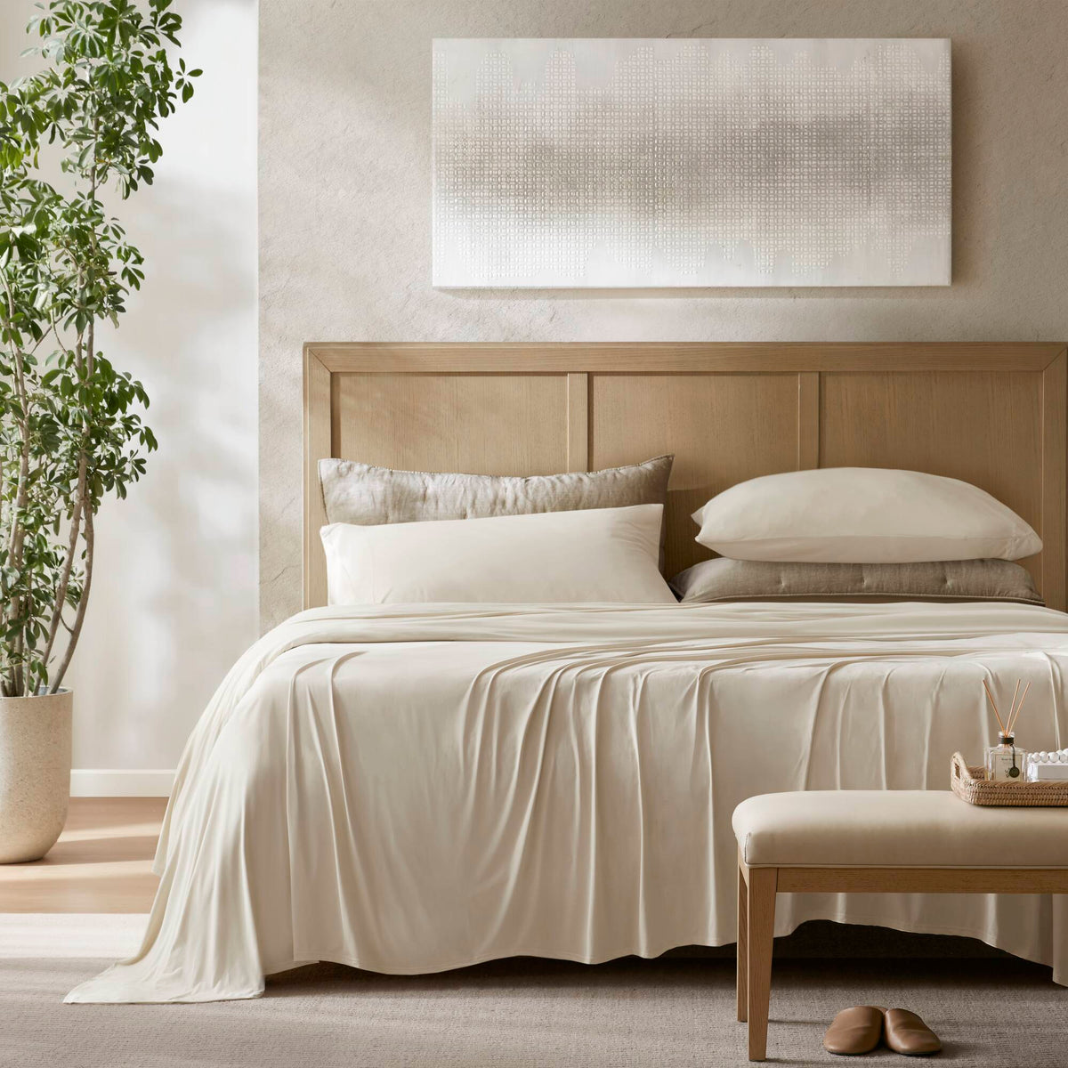 Cooling Stretch Jersey Sheet Set - Ivory