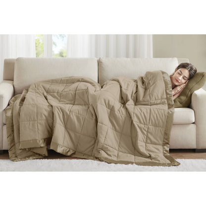 Windom Lightweight Down Alternative Blanket with Satin Trim - Brown