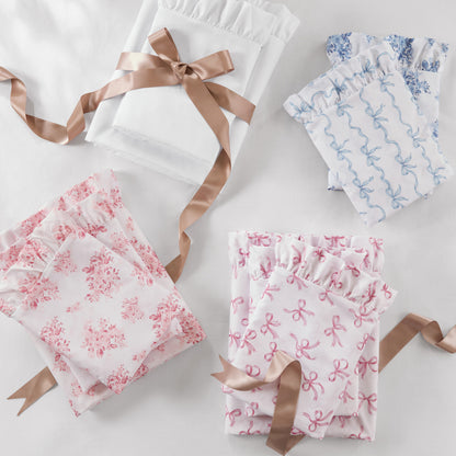 Microfiber Ruffle Sheets - Blue Floral