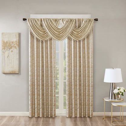 Cassius Jacquard Lined Total Blackout Rod Pocket/Back Tab Curtain Panel - Gold