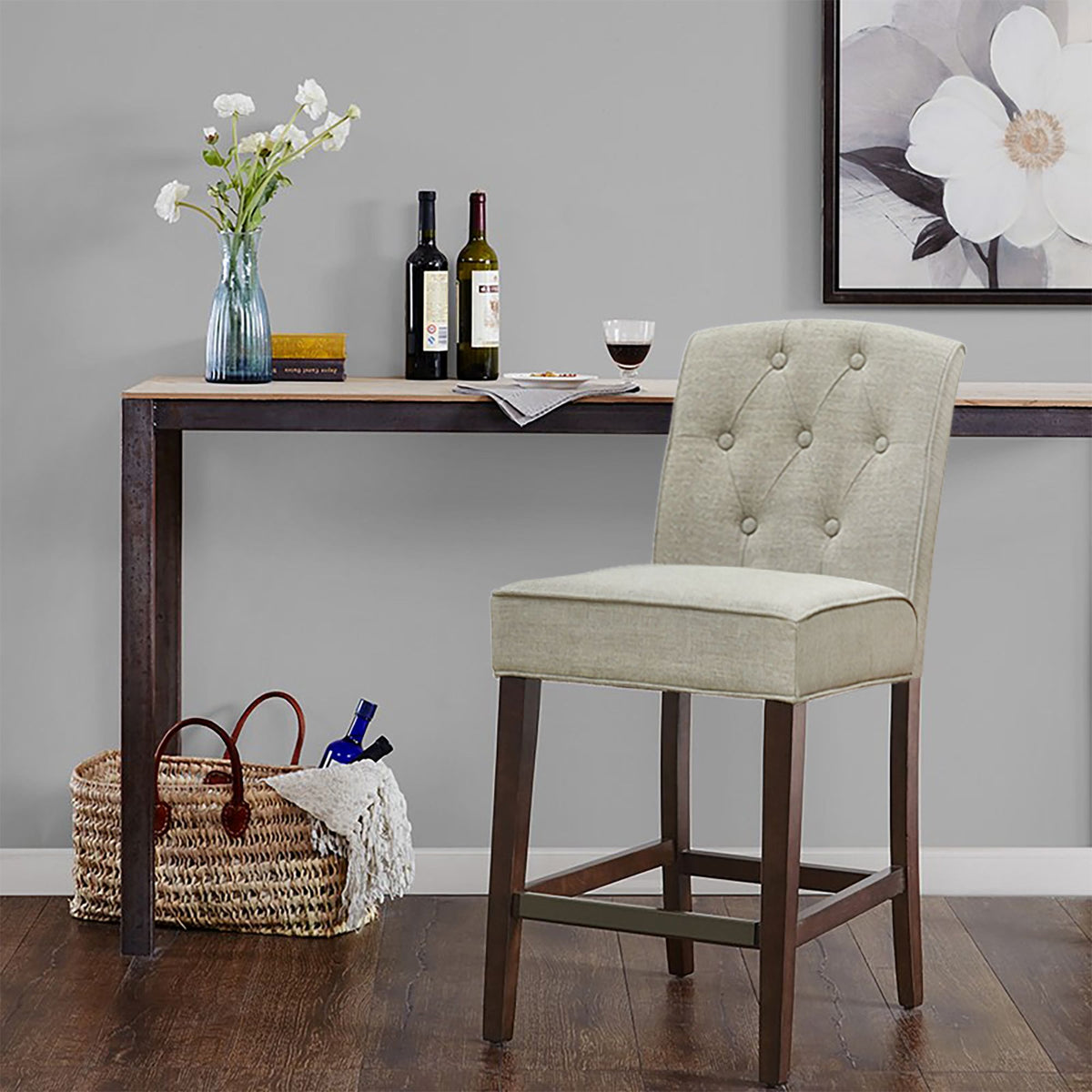 Marian Tufted Counter Stool - Tan