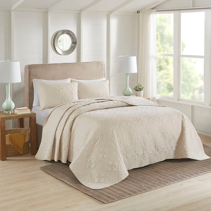 Oakley 3 Piece Reversible Bedspread Set - Cream