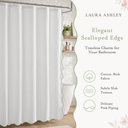 Petal Bloom Scalloped Shower Curtain - Green