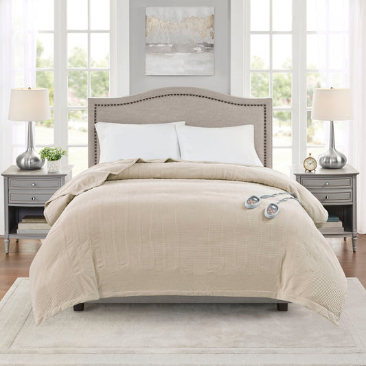 Electric Micro Fleece Heated Blanket - Beige