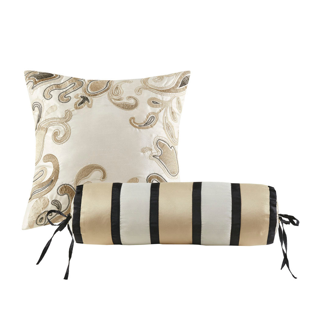 Aubrey 5 Piece Jacquard Bedspread Set with Throw Pillows - Black