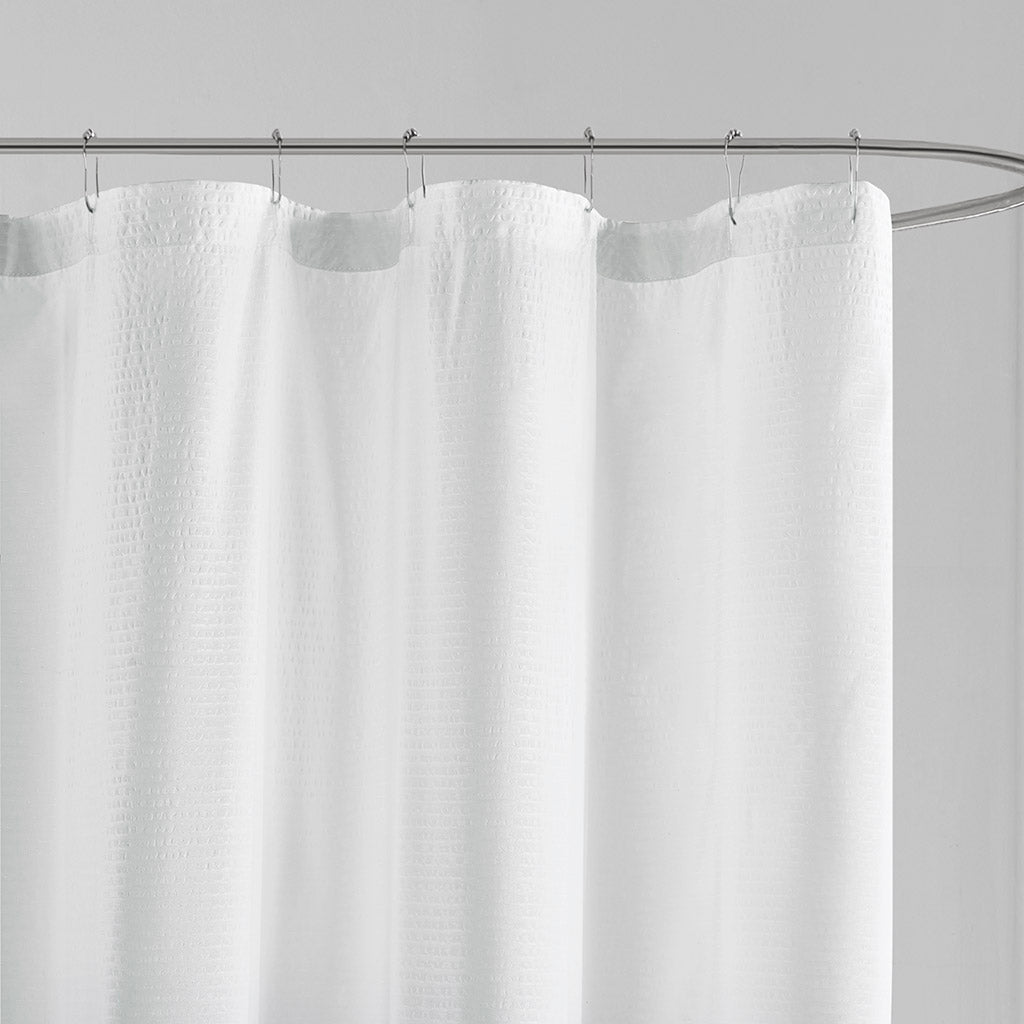 Ara Ombre Printed Seersucker Shower Curtain - Aqua