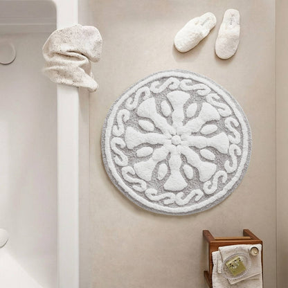 Casablanca Medallion Cotton Tufted Bath Rug - Grey