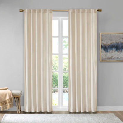 Colt Room Darkening Poly Velvet Rod Pocket/Back Tab Curtain Panel Pair - Ivory