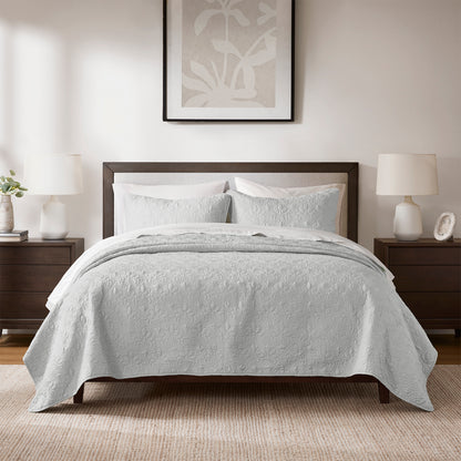 Quebec Reversible Quilt Set - Grey