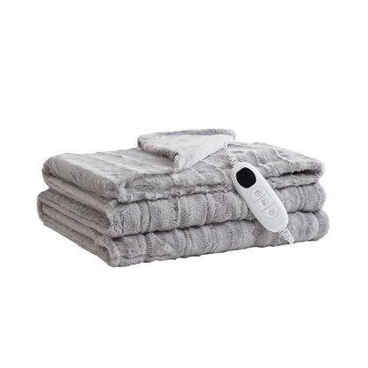 Heated Duke Faux Fur Heated Throw - Grey