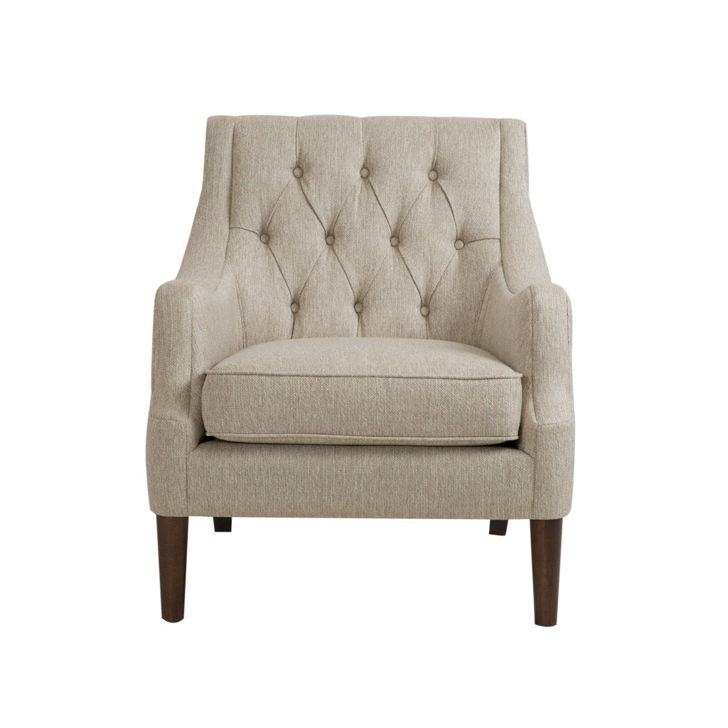 Qwen Button Tufted Accent Chair - Beige