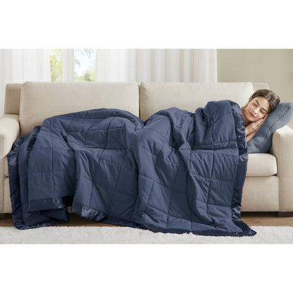 Windom Lightweight Down Alternative Blanket with Satin Trim - Navy