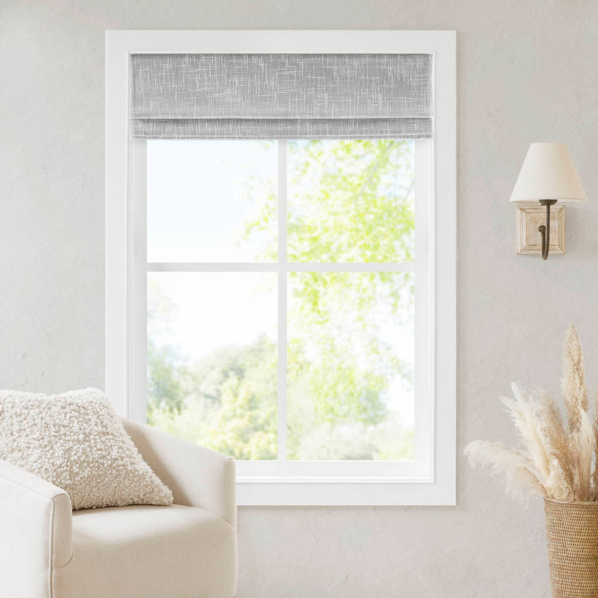 Quincy Cordless Roman Shade - Light Grey