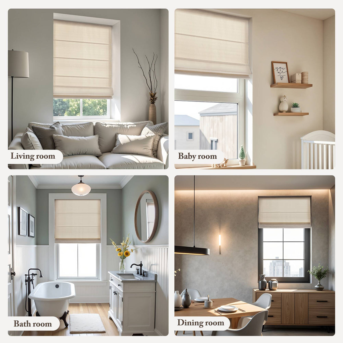 Galen Matte Cordless Roman Blind - Matte ivory