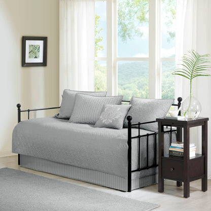 Quebec 6 Piece Reversible Daybed Cover Set - Grey