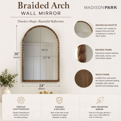 Montra Arched Braided Wood Wall Mirror - Natural