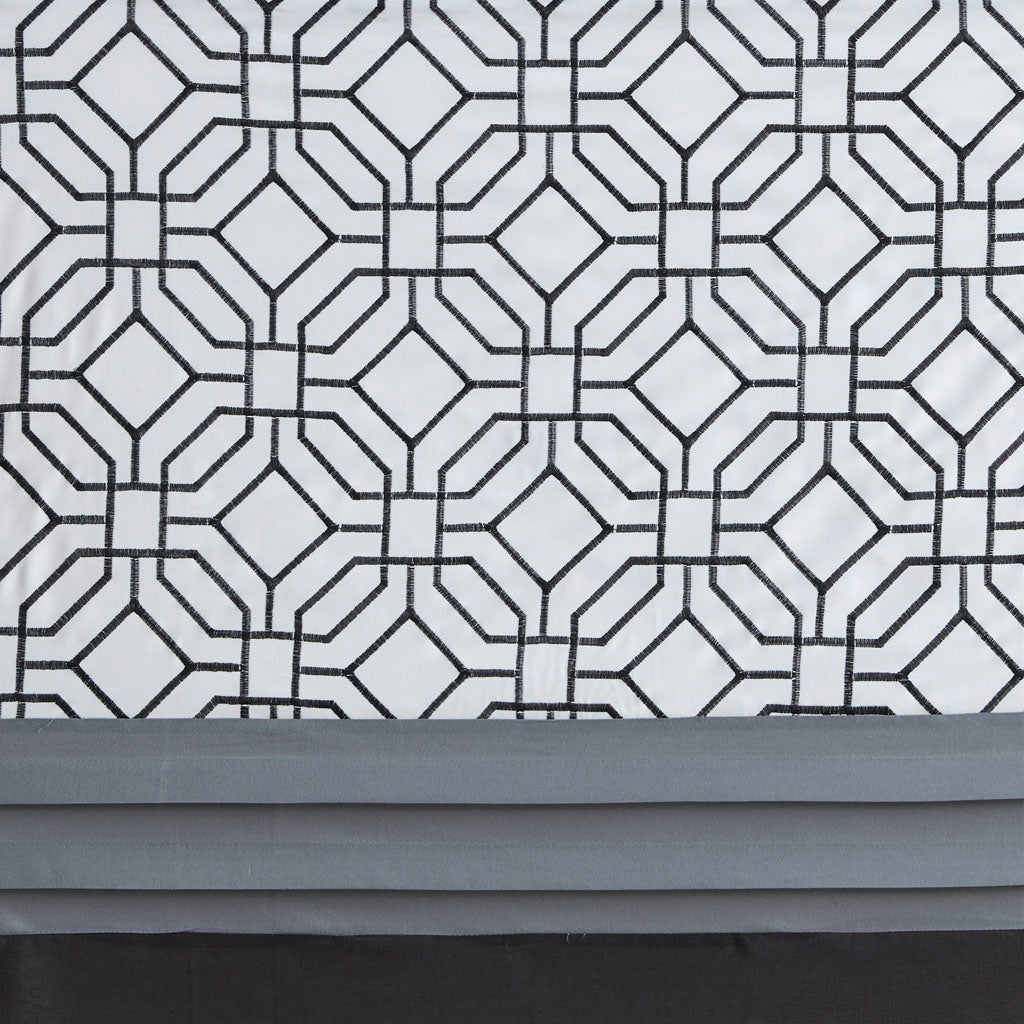 Donnell Embroidered and Pieced Shower Curtain - Black/Grey