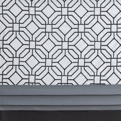 Donnell Embroidered and Pieced Shower Curtain - Black/Grey