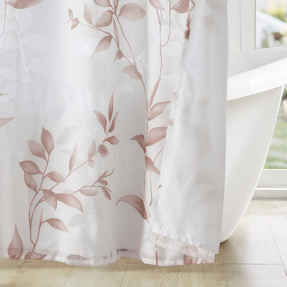 Cecily Burnout Printed Shower Curtain - Mauve