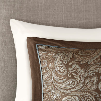 Aubrey 6 Piece Duvet Cover Set - Blue/Brown