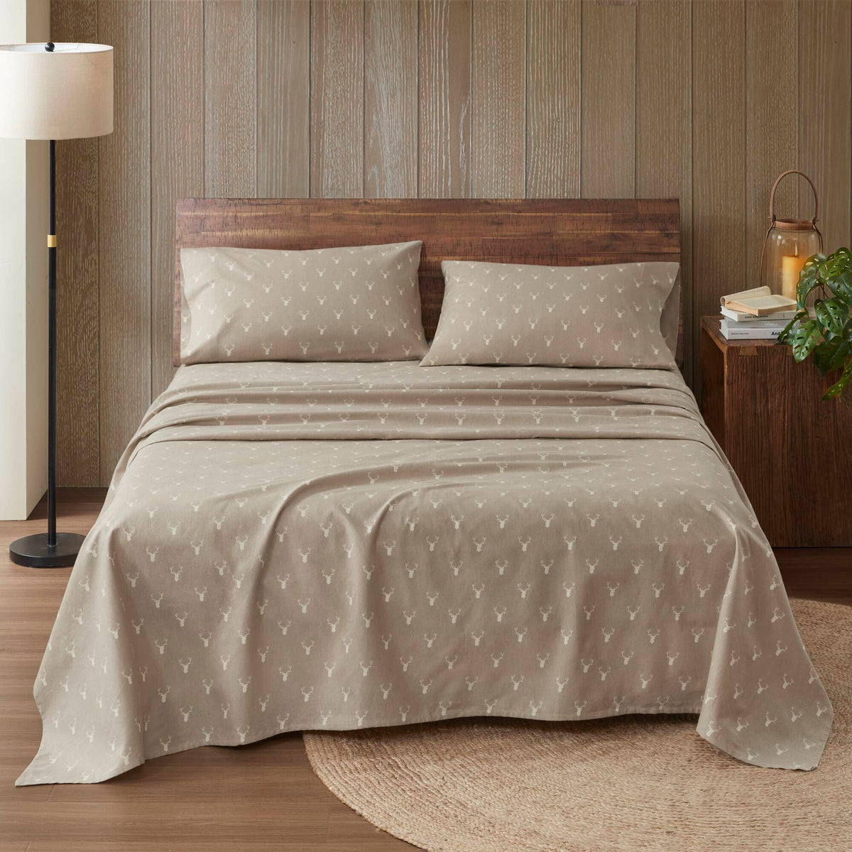 Cotton Flannel Sheet Set - Stag Head