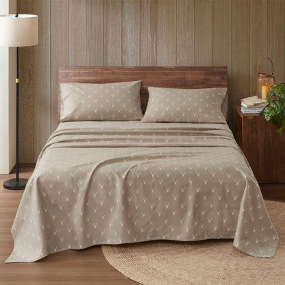 Cotton Flannel Sheet Set - Stag Head
