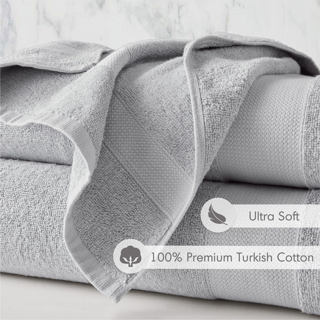 Premium Turkish Cotton 500GSM Plush Towel Set - Light Grey