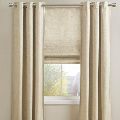 Como Printed Faux Silk Room Darkening Cordless Roman Shade - Taupe