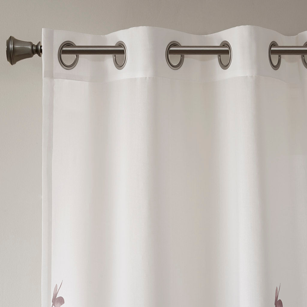Cecily Burnout Printed Window Curtain Panel - Mauve