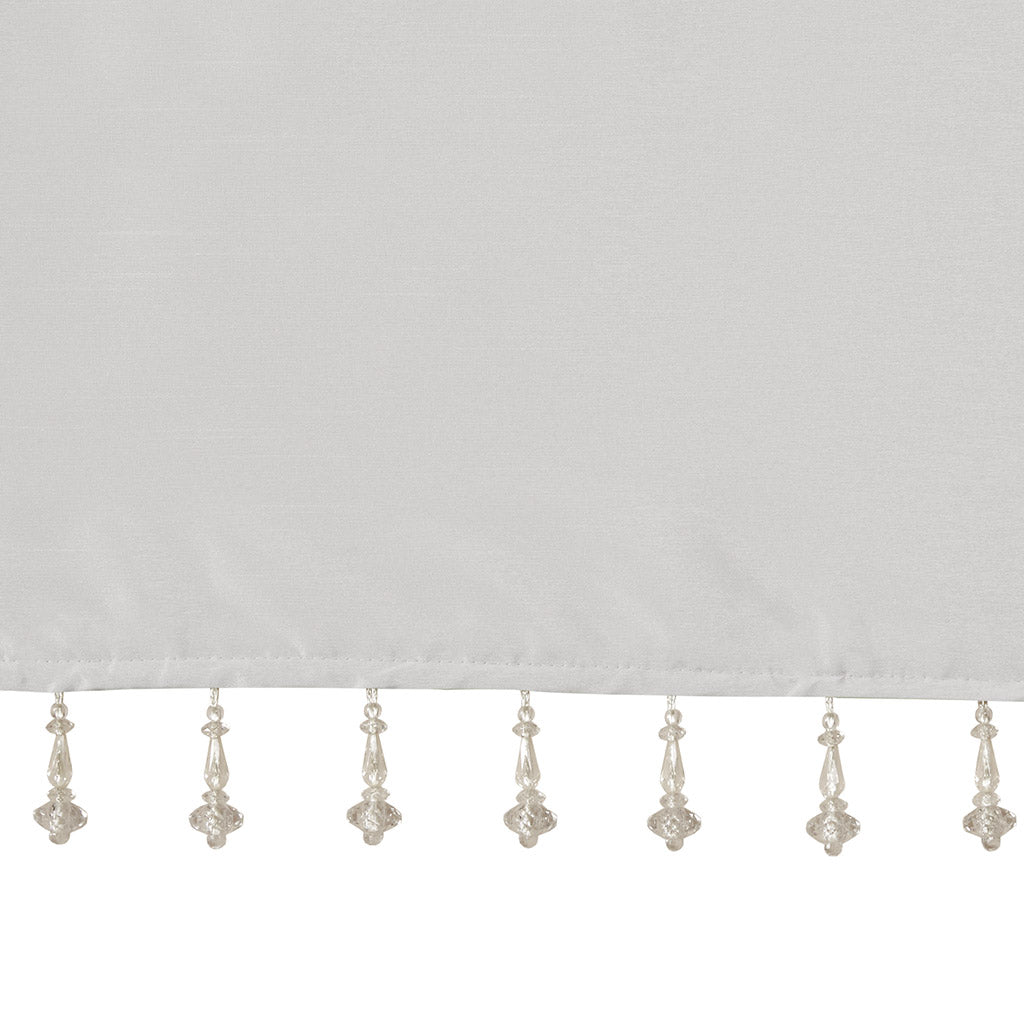 Emilia Lightweight Faux Silk Valance With Beads - Silver