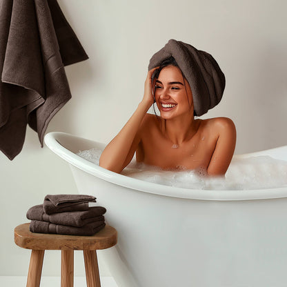 800GSM 100% Cotton 8 Piece Towel Set - Brown