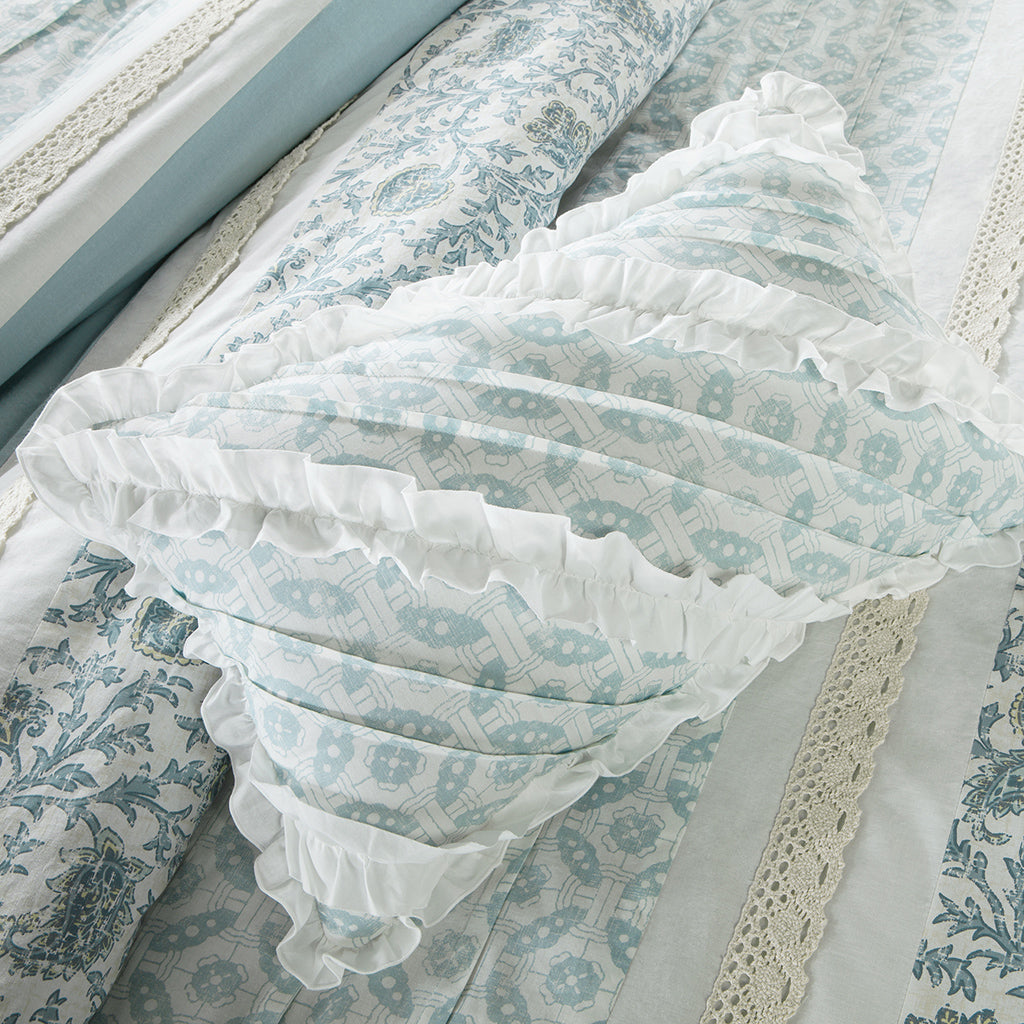 Dawn 9 Piece Cotton Percale Duvet Cover Set - Aqua