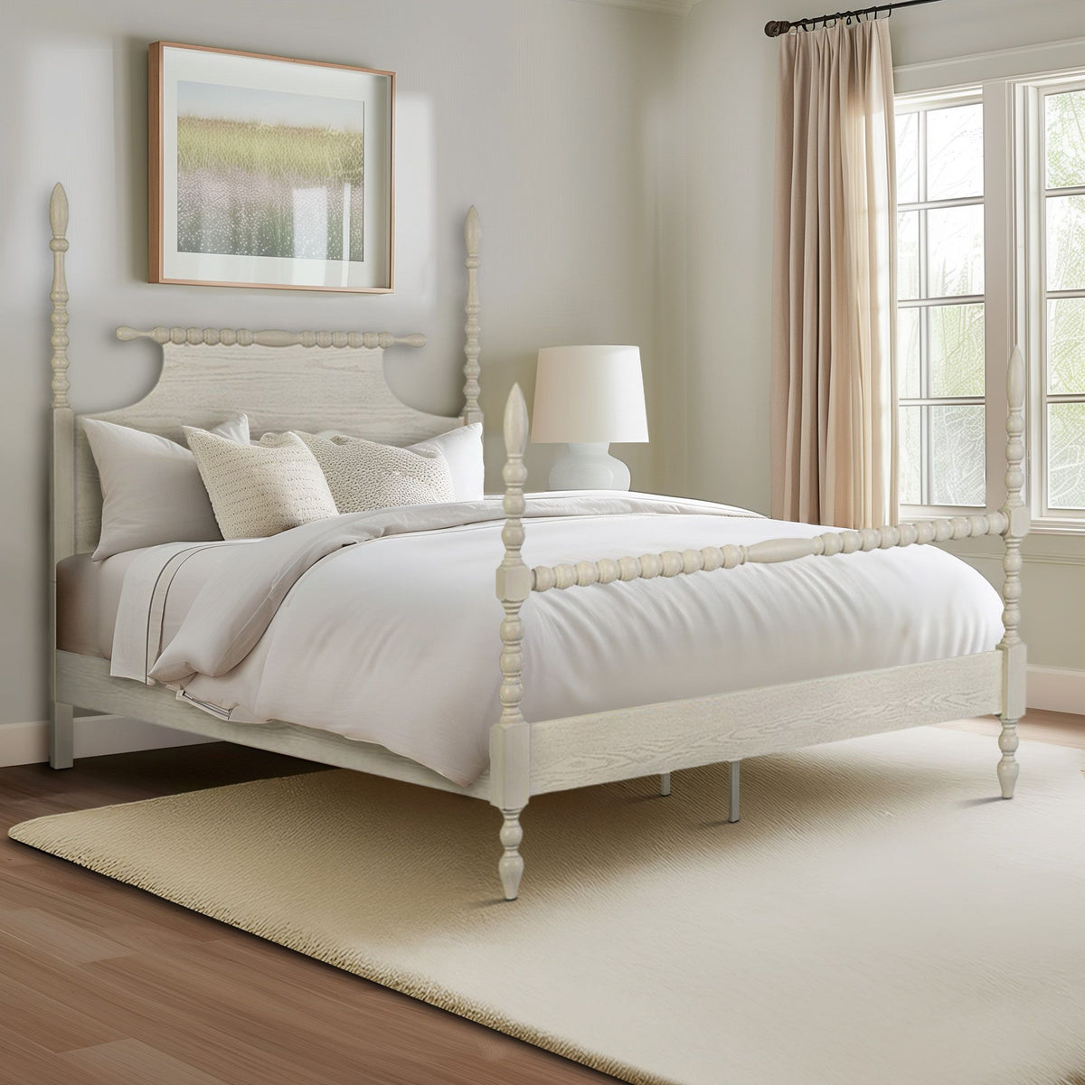 Beckett Turned Wood Spindle Bed - Antique Cream
