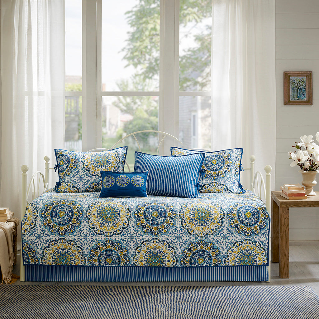 Tangiers 6 Piece Reversible Daybed Cover Set - Blue